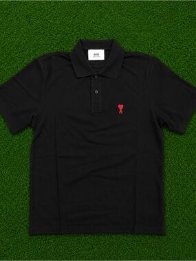 AMI Paris Ami De Couer Black Polo Shirt (L)